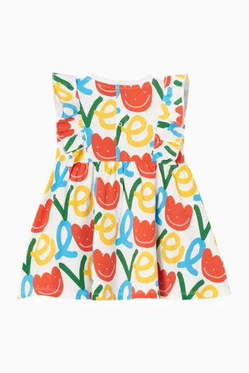 فستان بنقشة زهور بالكامل قطن