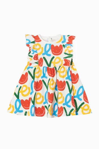 فستان بنقشة زهور بالكامل قطن