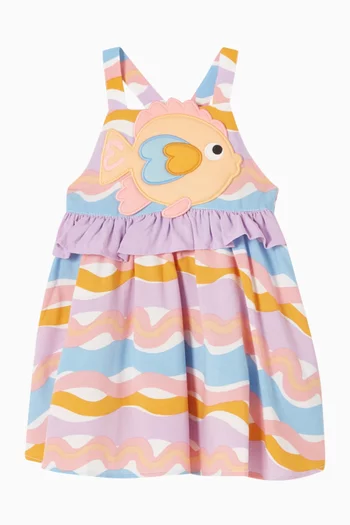 فستان بنقشة مموجة ورقعة سمكة