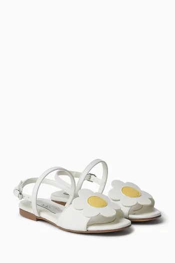 Daisy Flower Sandals in Leather
