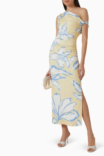 Esme Asymmetric Maxi Dress in Mesh