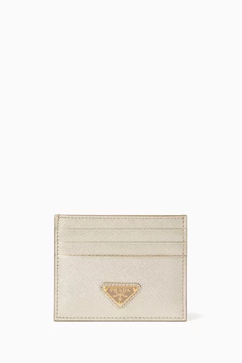 Logo Card Holder in Saffiano Leather