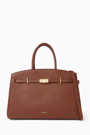 Midi Hudson Top-handle Bag in Grained Leather