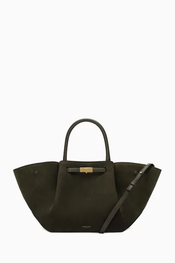 Midi New York Trapeze Tote Bag in Suede