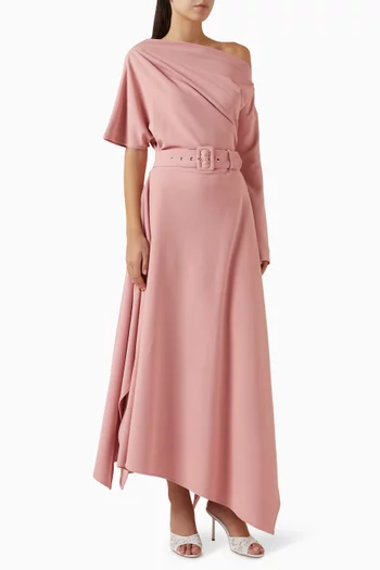 فستان كوري طويل بحزام