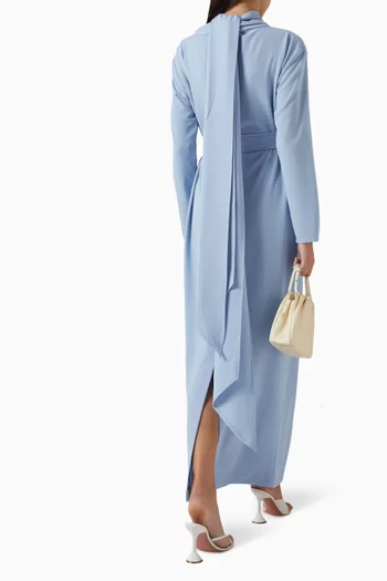 فستان آيفي طويل بقصة مستقيمة بحزام