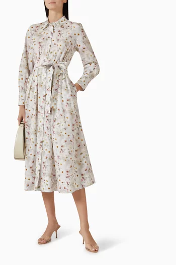 Printed Shirt Dress in Cotton-poplin