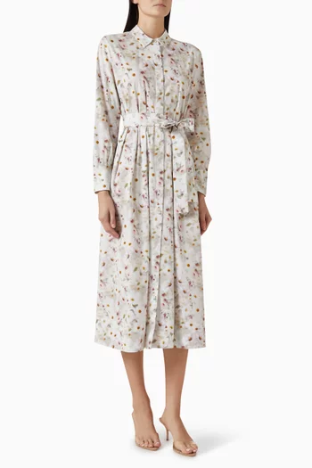 Printed Shirt Dress in Cotton-poplin