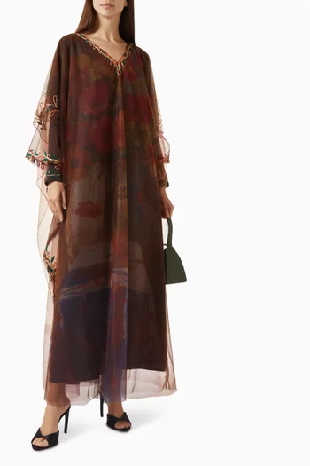 قفطان مزين بنقشة تول