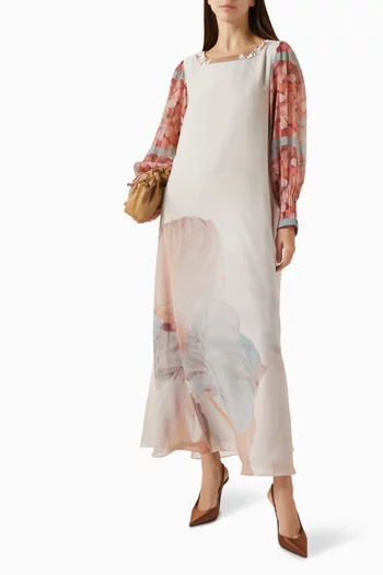 فستان حرير بنقشة