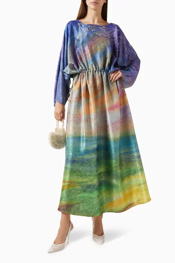 فستان مزين بنقشة حرير جاكار