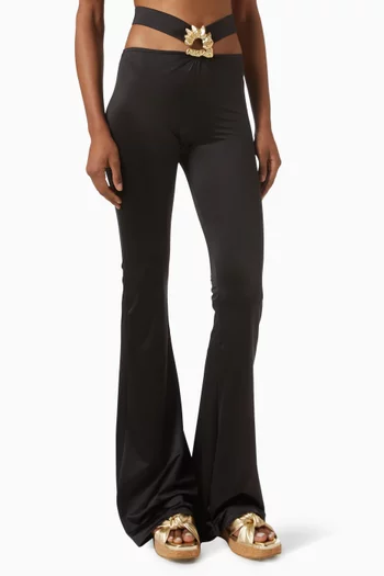 Gwyneth High-waisted Flared Pants in Satin