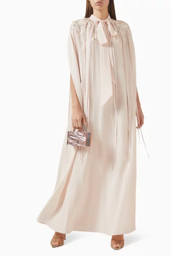 Solayne Cape Dress in Silk Crepe