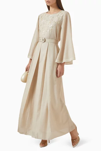 Ciel Belted Dress in Lurex Linen