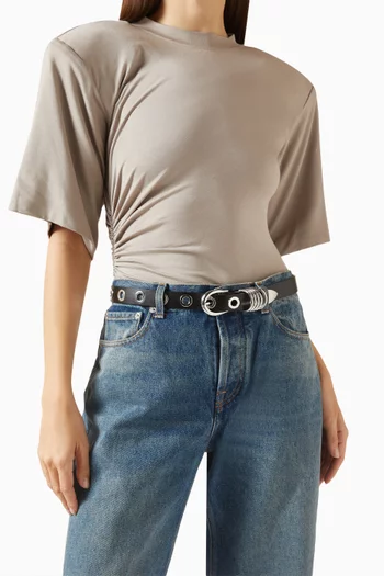 Hollyhock Rivet Belt in Leather