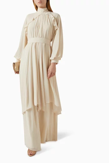 فستان كوني بكشكش وحزام