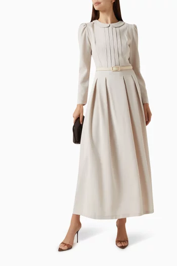 Pleat Belted Dress