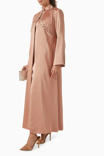 Stone-embellished Abaya & Dress Set