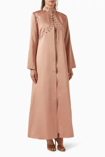 Stone-embellished Abaya & Dress Set