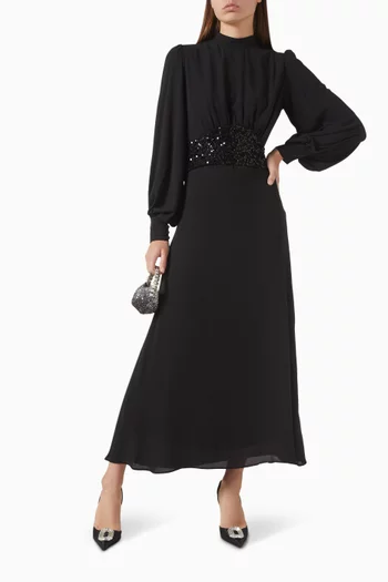 Sequinned Belt Maxi Dress