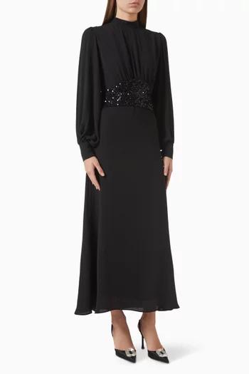 Sequinned Belt Maxi Dress