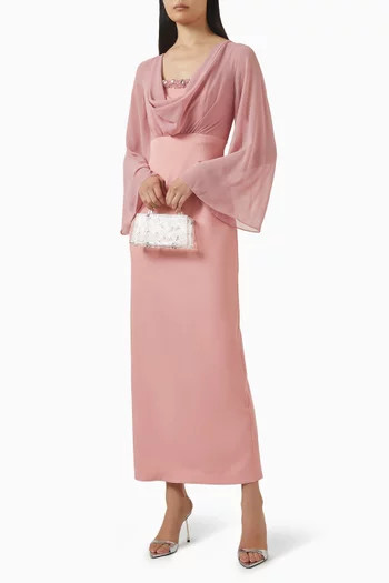 Embroidered Maxi Dress in Chiffon