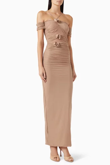 فستان أبيسو بفتحة رقبة بأكتاف مكشوفة