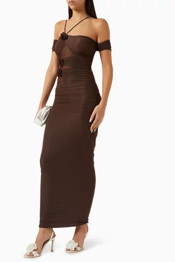 فستان أبيسو بفتحة رقبة بأكتاف مكشوفة