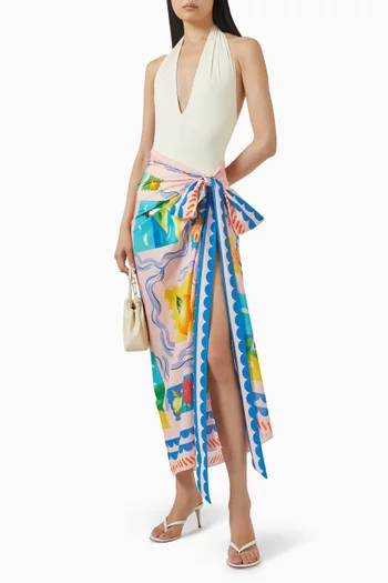 تنورة فيفي بتصميم ملفوف مزينة بنقشة