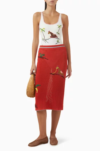 Levante Coverup Midi Skirt in Cotton Crochet