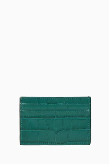 Flat Card Holder in Mara Croc-embossed Leather