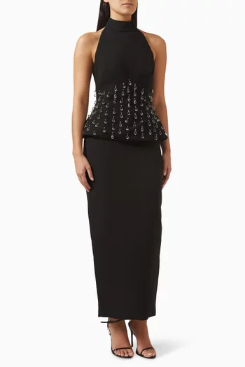 Valentina Crystal-embellished Peplum Dress