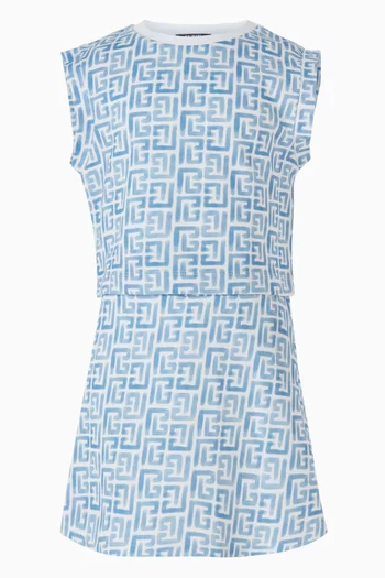 تنورة ميني بنقشة شعار الماركة قطن