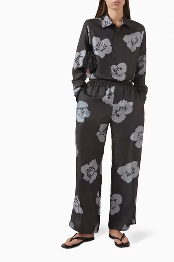Painted Floral Oversized Shirt in Silk