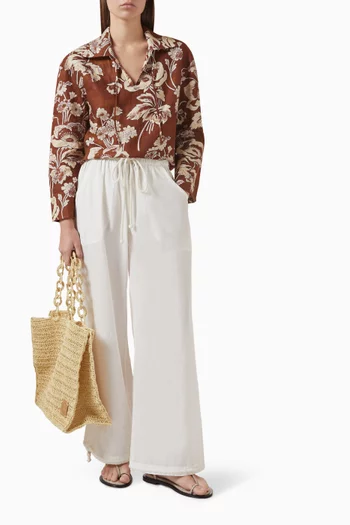 Painted Peonies Shirt in Linen