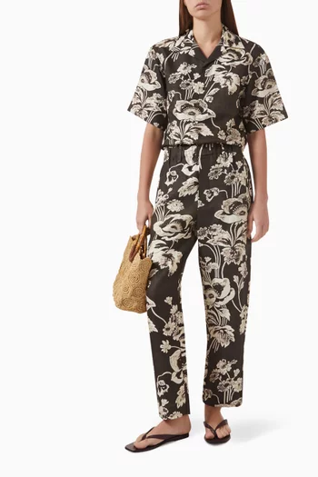 Printed Resort Pants in Linen