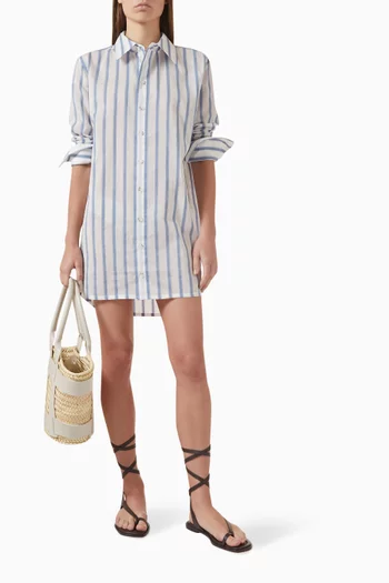 Gradient Striped Oversized Shirt in Cotton-silk Blend