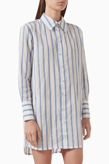 Gradient Striped Oversized Shirt in Cotton-silk Blend