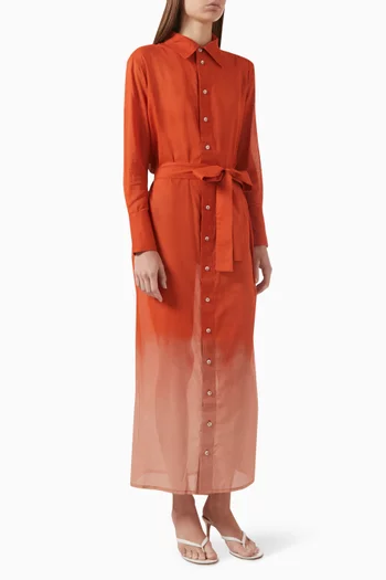 Ombré Shirt Dress in Cotton-voile