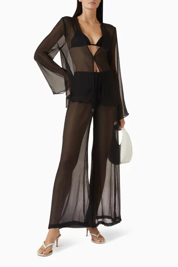 Gem Wide-leg Pants in Chiffon