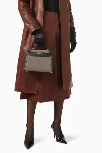 Kelly 25 Sellier Bag in Toile Quadrille & Swift Leather