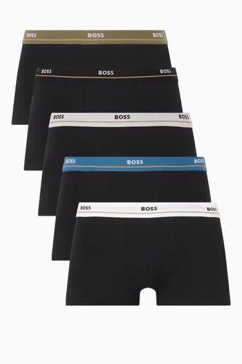 طقم بوكسر بشعار الماركة قطن مطاطي، 5 قطع