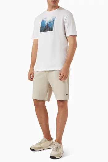 Reflective Graphic Shorts in Cotton-blend