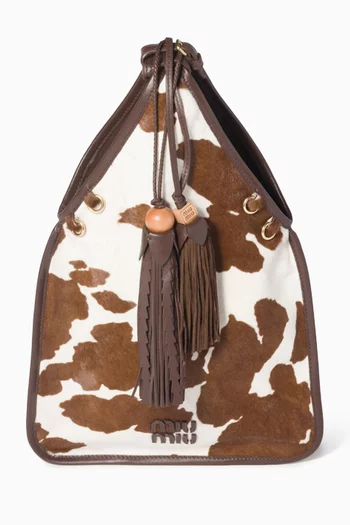 Tassel Handbag in Cow-printed Leather