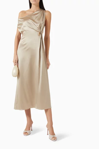Kara Asymmetric Dress in Satin