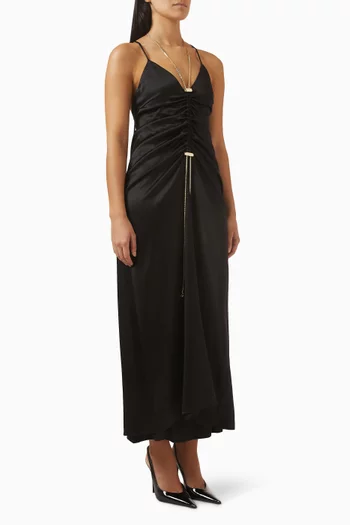 Serena Gathered Dress in Silk