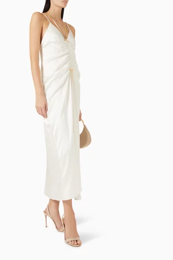 Serena Gathered Dress in Silk