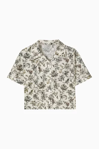 Cropped Nautical Print Shirt