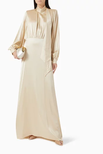 Julia Tie-collar Dress in Silk