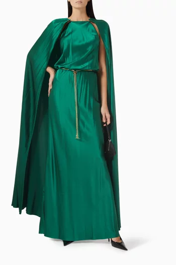 Joyce Cape Chain-belt Dress